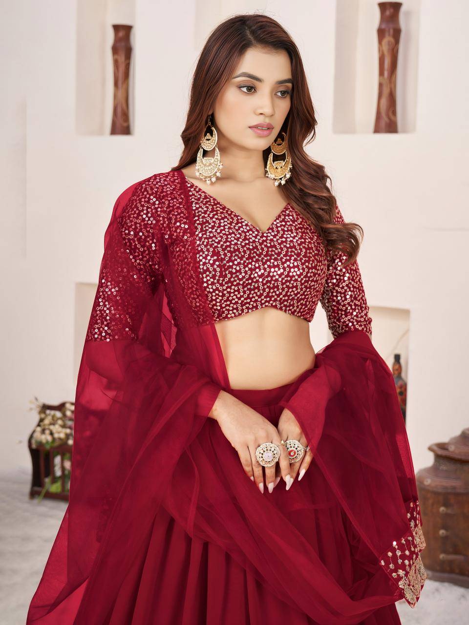 Anchal vol 2 Georgette Red Lehenga choli manufacturers in India
